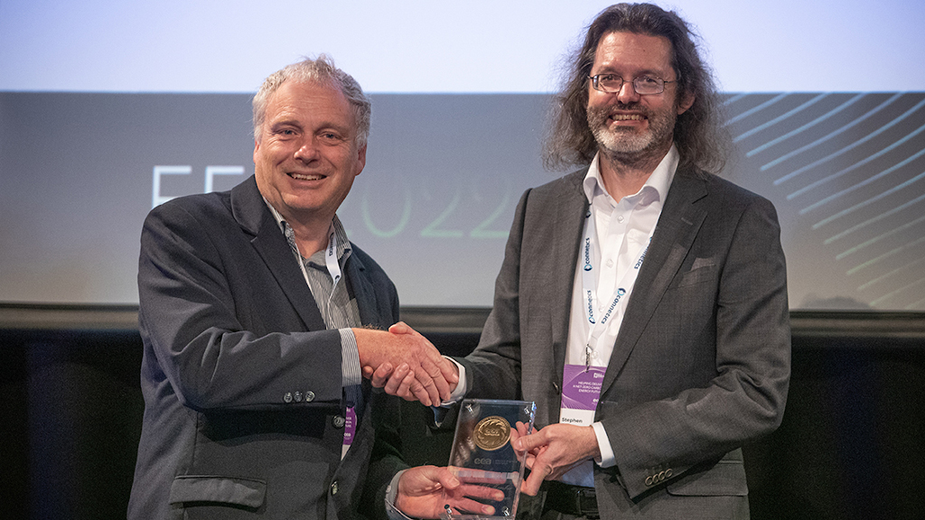 Russell Watson receving his Life Membership Award at the 2022 EEA Conference